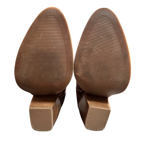 Madden Girl Brown Snake Print‎ Ankle Boots Block Heels Side Zip Country Size 6 - Picture 10 of 10